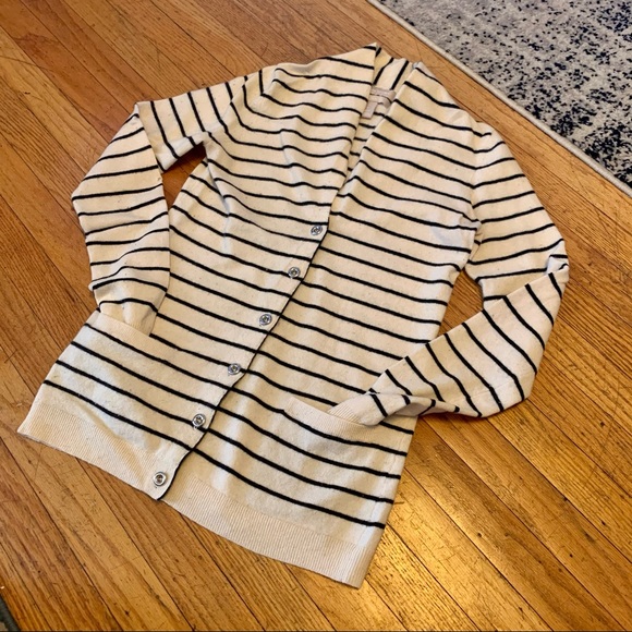 Small TALL Black & Ivory Cashmere Blend Cardigan - Picture 5 of 11